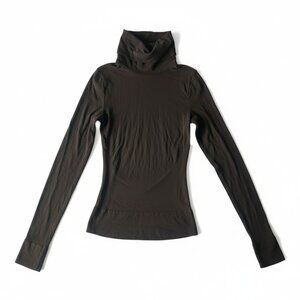 SPANX Size L Espresso Brown Turtleneck Top NWT Fitted Long Sleeve